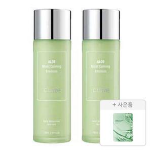 김정문알로에 큐어 모이스트 카밍 에멀젼 130ml, 2개 + 증정 (리알로에 피토 그린 앰플 마스크 30ml, 1매 )