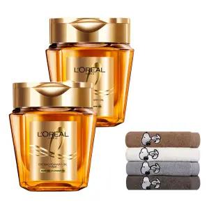 로레알파리 엑스트라오디네리 오일 실크 마스크 팩 250ml 2개 + 스누피 타올 1장(색상 랜덤)