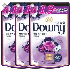 [다우니] 생화 향기 블랙 미스티크 1.35L X 3개 실속팩 리필
