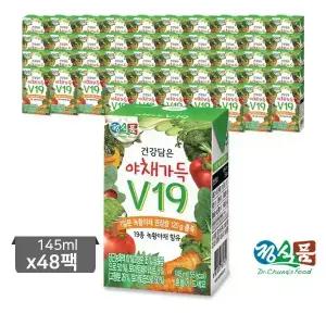 정식품 건강담은 야채가득 V19 145ml x48팩 야채즙 100%
