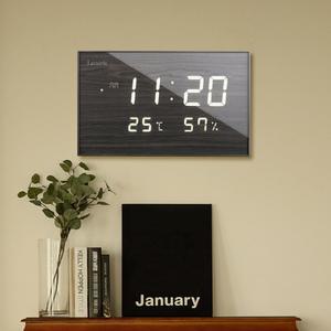 루나리스 디지털 전자 국산 LED 벽시계 무소음 온습도