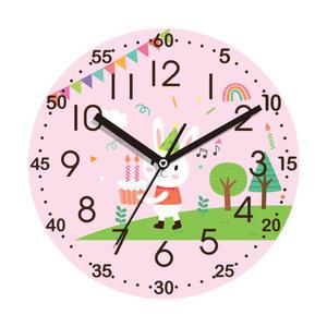 ED1021 핑크토끼 30cm 교육용 어린이 아이 시계공부 무소음  벽시계
