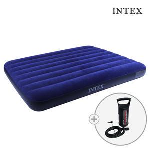 INTEX 인텍스 듀라빔 다우니 블루 에어매트(더블)+핸드펌프M(68612) 세트