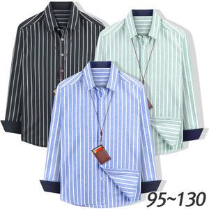남자 스트라이프 셔츠 옥스포드 남방 긴팔 구김없는 정장셔츠 남성 와이셔츠 오버핏 빅사이즈 95~130