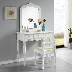 스완 화이트화장대세트 엔틱화장대 거울 스툴 포함 클래식 800mm