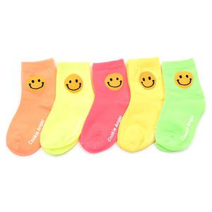 해피스마일 5켤레 아동 형광 양말 세트 유아 아기 어린이 여아