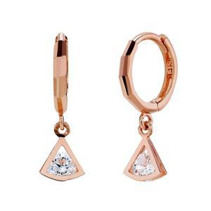 [모아르]14K 귀걸이 원터치 드롭 링 큐빅 스퀘어