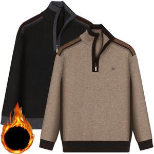 남자 반집업 니트 집업 기모 겨울 하프집업 니트 터틀넥 스웨터 폴라 기모티 중년 남성 골프 빅사이즈