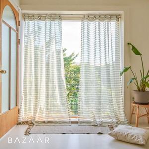 린넨스타일 스트라이프 아일렛 커튼(145x235)2장