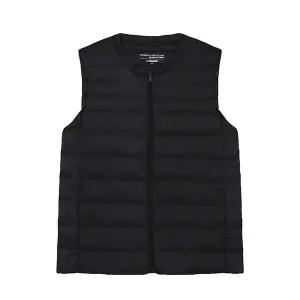 남성) 라운드넥 지퍼 경량 다운 베스트_AM4WWV701-BK
