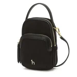 [헤지스](광주신세계)[CRYSTAL PUPPY] 블랙 나일론 더블지퍼 크로스 미니백  HIWA4E430BK