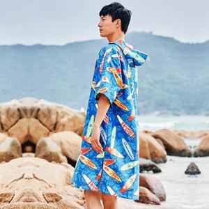 [비상]361도 대형 극세사 후드 비치 가운 판초타월 비치타올