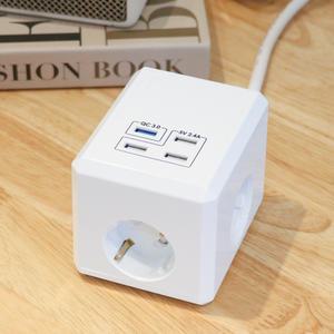 화이트 큐브 멀티탭 3구 USB 4포트 고속충전 QC3.0 콘센트