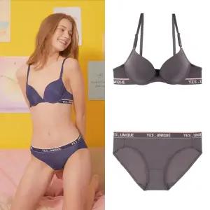 [롯데백화점]예스 그레이 네이비 풀컵 밴드 브라 팬티 세트YSWBY433YSWPY433