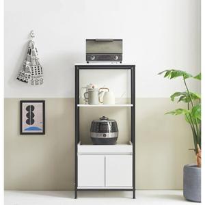 [자르파라]심플 화이트블랙 철제 렌지대 선반 수납장 55cm / 전자레인지 다이 전기밥솥 다용도