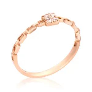 갤러리아 [비앤비골드] 14K 스퀘어 사각 4큐빅 체인 반지 RSS38723