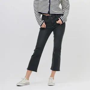 여성)그레이 오비안밴드 바이오스톤워싱 발열기모 슬림NE 핏변형(크롭)_AM4DNE754-GY