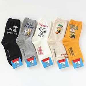 산리오양말 5켤레세트 여성 스누피 캐릭터 중목 골지 패션 양말선물세트 10종