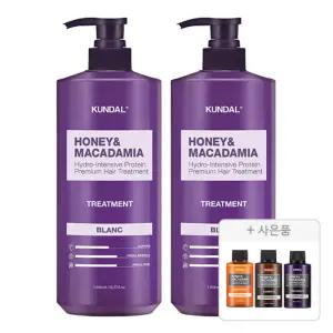 쿤달 네이처 트리트먼트. 블랑, 1058ml, 2개 + 증정(샴푸 화이트머스크, 100ml ,1개 +바디워시 화이트머스크 ,100ml ,1개 + 트리트먼트 화이트머스크 ,100ml, 1개 )