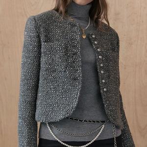 [마쟈] 노카라 울혼방 테잎 부클 트위드 자켓 ZC11QJ005ON