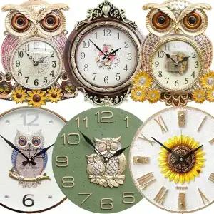 예쁜 무소음 벽시계/부엉이/해바라기/엔틱/빈티지/디자인/거실/벽장식/장식품/무음/집들이결혼이사개업선물