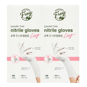 프로그 손목긴 니트릴장갑 중형 50매입 x 2개