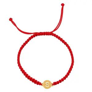 갤러리아 여자 순금 팔찌 레드 이니셜 매듭 금 24K 1.125g