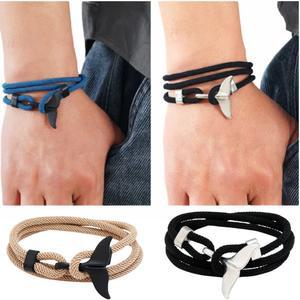 남성 패션 끈팔찌 고래 돌고래 꼬리 행운의 팔찌