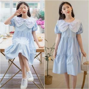 [삐삐네옷가게]여아 주니어 여름하늘 레이스카라 원피스