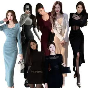 원피스 롱원피스  빅사이즈 섹시 미니 클럽 기모 니트 정장