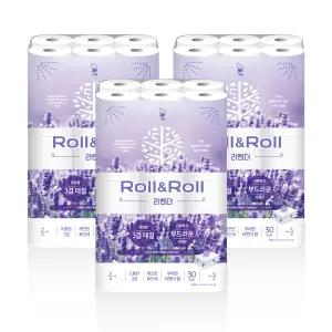 롤앤롤 라벤더 화장지 3겹 30m 30롤 3팩 총 90롤