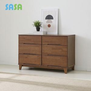 [SASA]사사가구 시에라 고무나무원목 6칸 3단와이드 서랍장