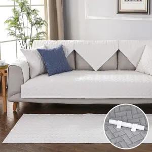 [최초가:90,000원] 헤링본 퀼팅 순면 와이드 넓은 소파패드 고정형 3인용 90x180