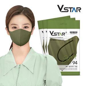 [브이스타]KF94 중형/성인용 올리브카키 200매 새부리형 컬러 국내생산 일회용 비말차단마스크