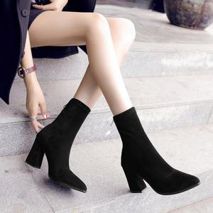 블랙 스웨이드 삭스 앵클부츠 가을 겨울 하이힐 FB1898 (7cm)