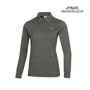 [PWX]Q324-3453-1ON 여성 자캬드 카라티셔츠