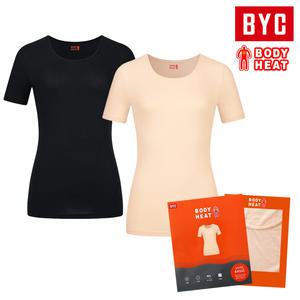BYC DBS7098 보디히트 뉴베이직 여성반팔티 발열내의내복