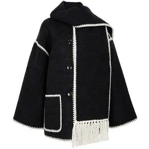 토템 25FW 다크그레이 엠브로이더드 스카프 울 자켓 244 WRO918 FB0292 083