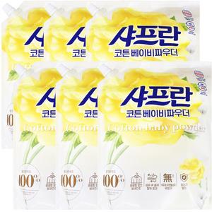 샤프란 섬유유연제 코튼 베이비파우더 리필 2.1L 6개