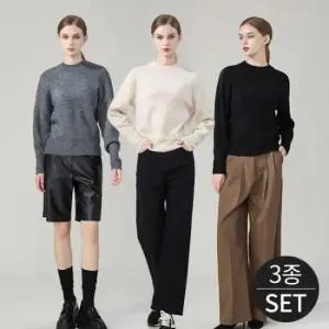 로코엘라 모하스 소프트 탐 여성 라운드 니트 3종세트