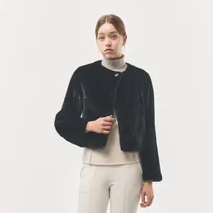 [진도모피](강남점)골드버튼 크롭 밍크 자켓 (CMJ011)