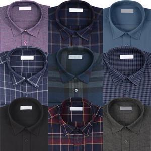 남성겨울셔츠 기모와이셔츠 정장 모직 체크셔츠 남자기모남 빅사이즈남방