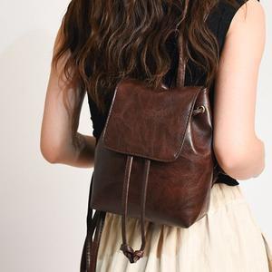 LD 꼬네 여성 데일리 미니 레더 빈티지 백팩 가방 학생 캐주얼