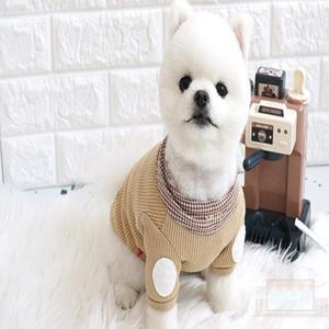 와플카라티셔츠 베이지 푸들옷 반려견옷 강아지티셔츠