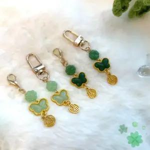 2개세트 행운복나비 클로버키링 소원성취 선물 시험 단체주문 행운키링