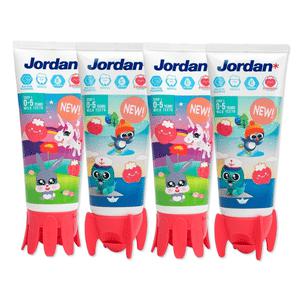 조르단치약 1단계 순한 저불소 어린이 딸기향 치약 90g 4개