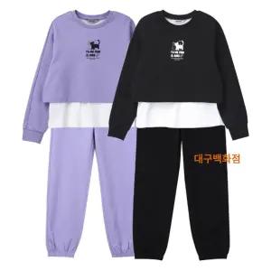 [대구백화점] [레노마키즈] 여아 레이어드 크롭 상하복 세트(R2435T164/P264)