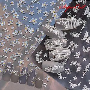 네일아트 수정포인트 꽃 리본 나비 네일 엠보스티커