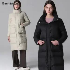 [보니스팍스(Bonispax)] 아웃포켓 하이넥 롱 패딩 점퍼 (택가격 665000원)