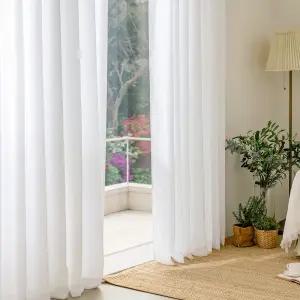 고밀도 쉬폰커튼 아일렛형 긴창대형 화이트 2P